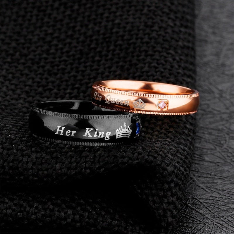 King and Queen Gold Couple Love Rings